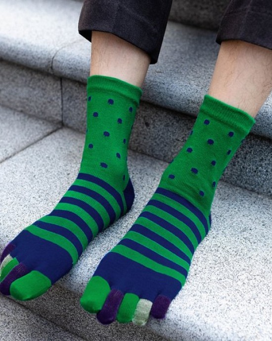Men Toe Socks Cotton Running Five Finger Socks Colorful Sports Socks with toes, 5 Pairs