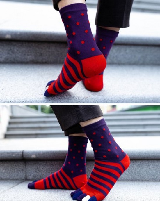 Men Toe Socks Cotton Running Five Finger Socks Colorful Sports Socks with toes, 5 Pairs