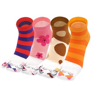 Women's Tabi Flip Flop Socks Two Toe Split Athletic Cotton Colorful Ankle Sock 4pairs