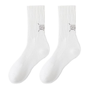Men Socks Casual Solid Color White Socks Calf Cotton Socks for Women Summer Thin Socks