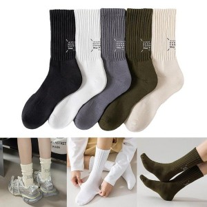 Men Socks Casual Solid Color White Socks Calf Cotton Socks for Women Summer Thin Socks