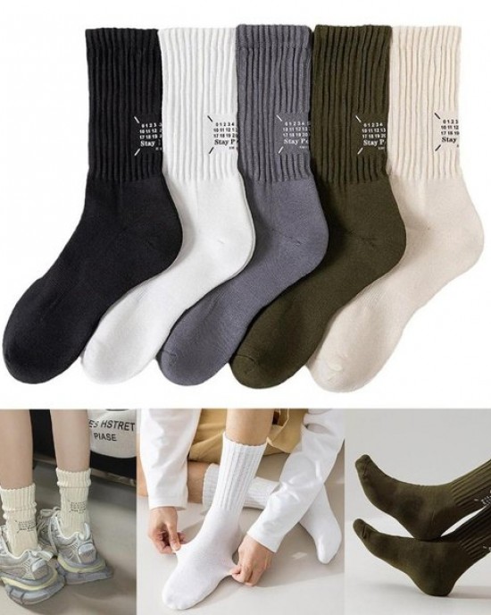 Men Socks Casual Solid Color White Socks Calf Cotton Socks for Women Summer Thin Socks