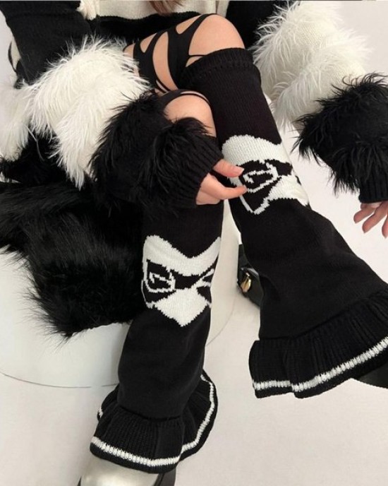 Women's Lolitas Knit Long Socks Bowknot Leg Warmers Harajuku Booties Socks Gift