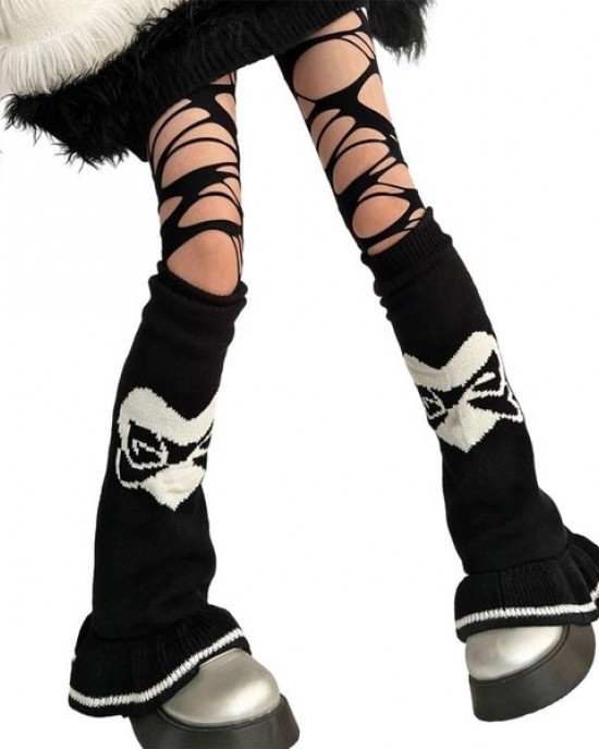 Women's Lolitas Knit Long Socks Bowknot Leg Warmers Harajuku Booties Socks Gift