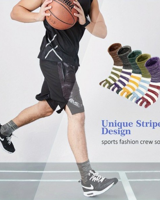 5 Pairs of Men's Five-Toe Sports Socks, High Quality Fabric, Moisture-Wicking and