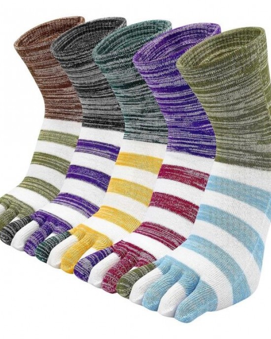 5 Pairs of Men's Five-Toe Sports Socks, High Quality Fabric, Moisture-Wicking and