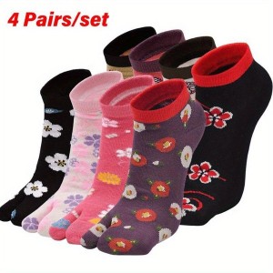 4 Pairs of Women's Toe-Separating Socks Women's Socks, Athletic Socks, Short Socks