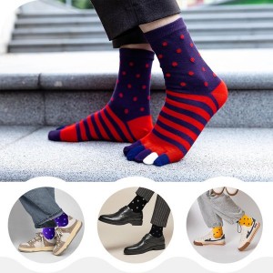 5 Pair of Striped Toe Sports Socks - Breathable, Moisture-Wicking, Comfortable Athletic