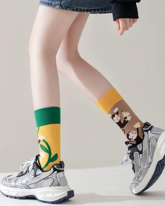 Asymmetrical Crew Socks | Original AB Mismatched Cotton Socks | Creative Couples &