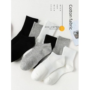 Women's White Crew Socks | Cotton Mid-Calf Socks for All Seasons | Solid Color Black