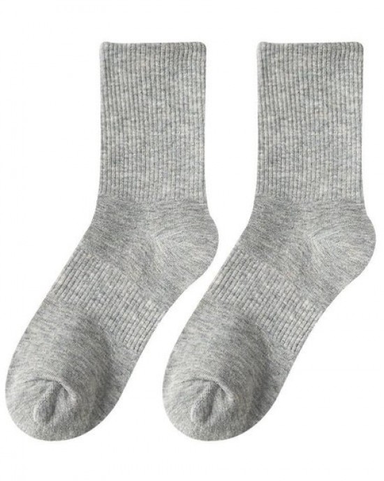 Women's White Crew Socks | Cotton Mid-Calf Socks for All Seasons | Solid Color Black