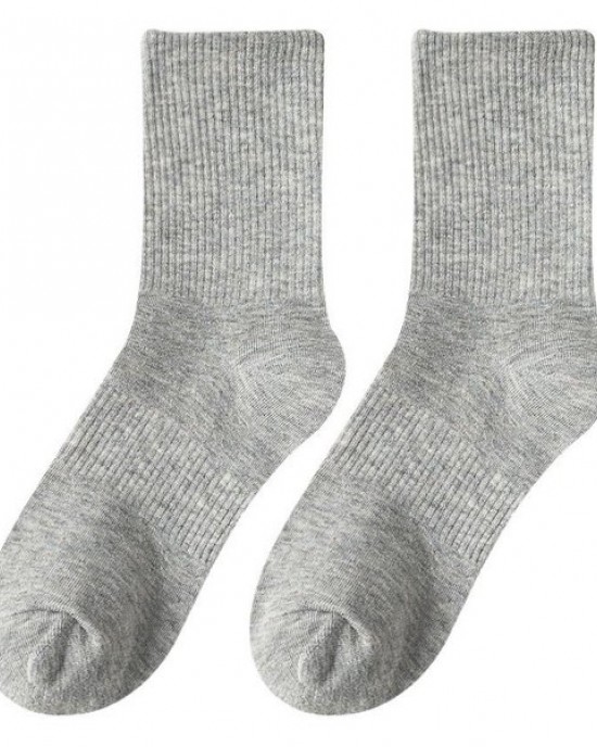Women's White Crew Socks | Cotton Mid-Calf Socks for All Seasons | Solid Color Black