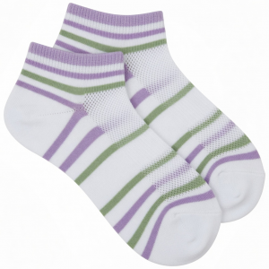 Solid Color Stripe Socks for Women | Breathable Mesh Summer Ankle Socks | Preppy Style