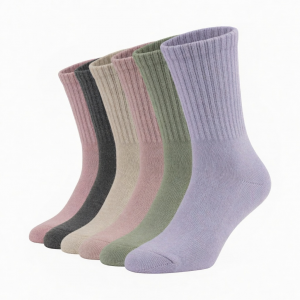 Women's Cotton Crew Socks - 5-10 Pairs, Mid-Calf, Thick & Breathable for Spring & Fall