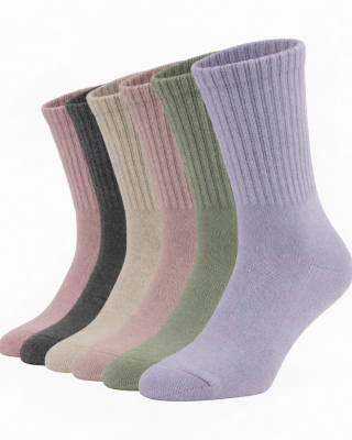 Women's Cotton Crew Socks - 5-10 Pairs, Mid-Calf, Thick & Breathable for Spring & Fall