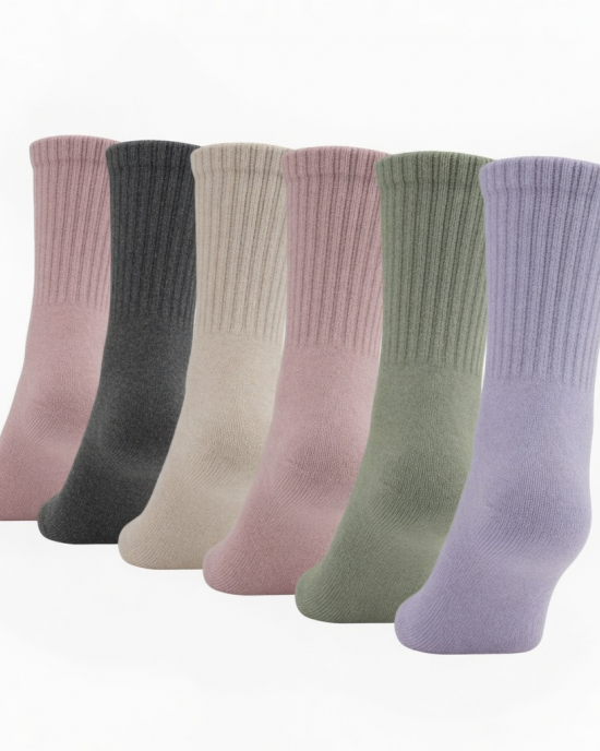 Women's Cotton Crew Socks - 5-10 Pairs, Mid-Calf, Thick & Breathable for Spring & Fall