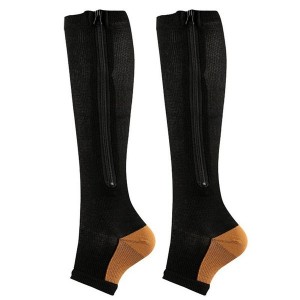 Zip Socks Compression Socks Open Toe Sports Socks for Running Non-Slip Calf Sleeves