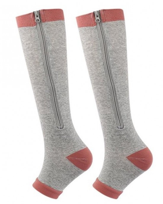 Zip Socks Compression Socks Open Toe Sports Socks for Running Non-Slip Calf Sleeves