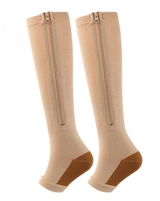Zip Socks Compression Socks Open Toe Sports Socks for Running Non-Slip Calf Sleeves