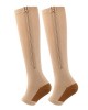 Zip Socks Compression Socks Open Toe Sports Socks for Running Non-Slip Calf Sleeves