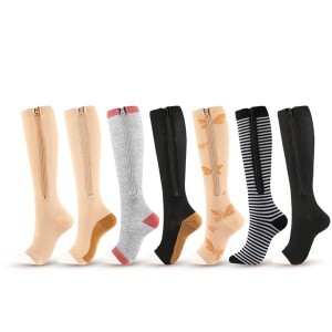 Zip Socks Compression Socks Open Toe Sports Socks for Running Non-Slip Calf Sleeves