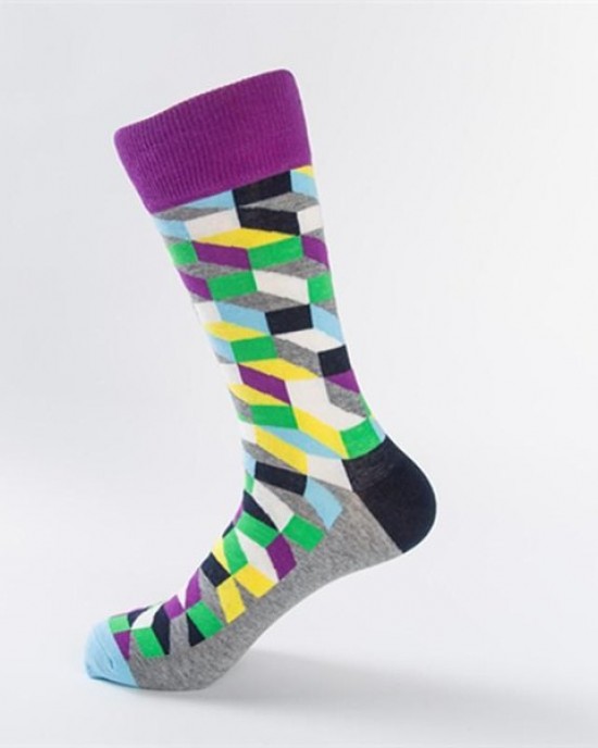 Happy Trendy Socks - Unisex Couple Mid-High Cotton Socks in 9 Colors