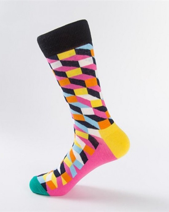 Happy Trendy Socks - Unisex Couple Mid-High Cotton Socks in 9 Colors