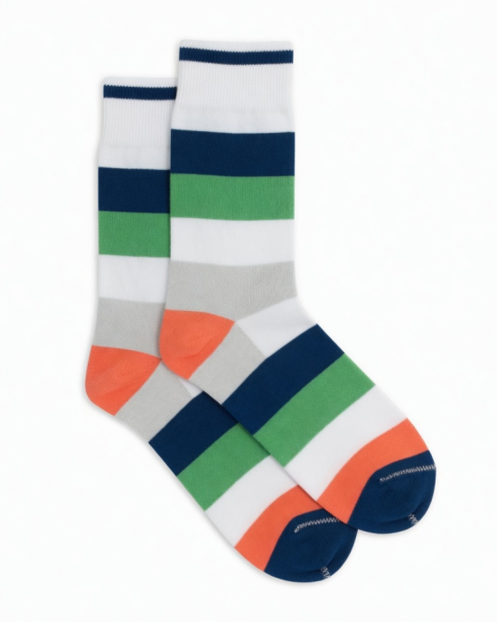 Hengyuanxiang Men's Cotton Socks Summer Lightweight Crew Sport Socks Color Block Design