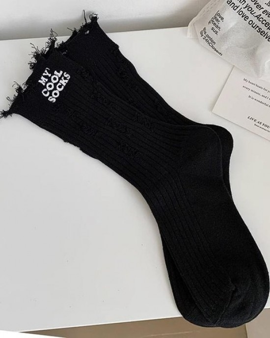 Ripped Ankle Socks for Women | Trendy Cotton Streetwear Stacked Socks