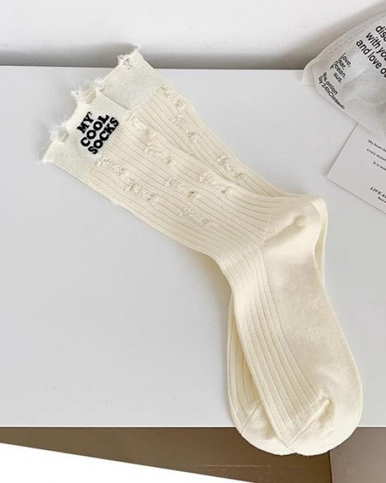 Ripped Ankle Socks for Women | Trendy Cotton Streetwear Stacked Socks