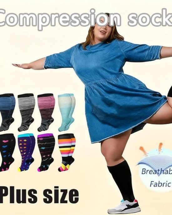 Extra Wide Calf Compression Socks for Men and Women – High-Elasticity Sports & Running