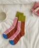 Color Block Crew Socks for Men and Women - Striped Cotton Casual Socks, Unisex Couple