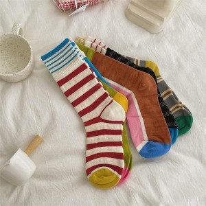 Color Block Crew Socks for Men and Women - Striped Cotton Casual Socks, Unisex Couple