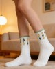 5 Pairs Artistic Flower Socks Comfortabl For Workout Running Errands Cotton Sock
