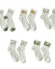 5 Pairs Artistic Flower Socks Comfortabl For Workout Running Errands Cotton Sock