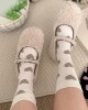4 Pairs Womens Casual Crew Socks Elastic Fit Flocking Heart Pattern Soft Nylon Fabric