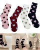 4 Pairs Womens Casual Crew Socks Elastic Fit Flocking Heart Pattern Soft Nylon Fabric