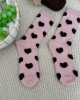 4 Pairs Womens Casual Crew Socks Elastic Fit Flocking Heart Pattern Soft Nylon Fabric