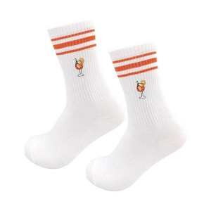 Embroidery Athletic Socks Cotton Fabric Middle Calf Design for Men and Women