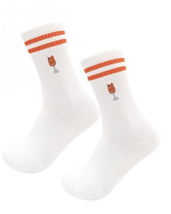Embroidery Athletic Socks Cotton Fabric Middle Calf Design for Men and Women