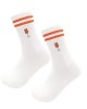 Embroidery Athletic Socks Cotton Fabric Middle Calf Design for Men and Women
