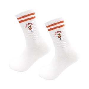 Embroidery Athletic Socks Cotton Fabric Middle Calf Design for Men and Women