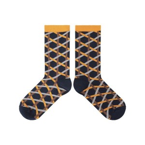 Men Women Personality Cotton Crew Socks Harajuku Irregular Geometric Woven for Cross