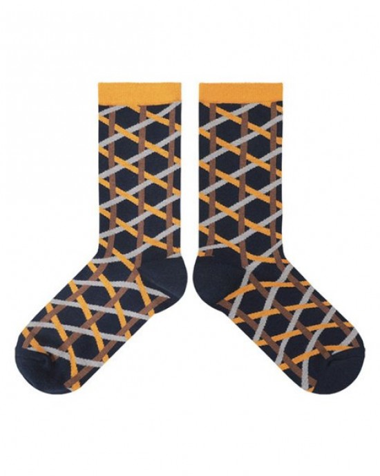 Men Women Personality Cotton Crew Socks Harajuku Irregular Geometric Woven for Cross