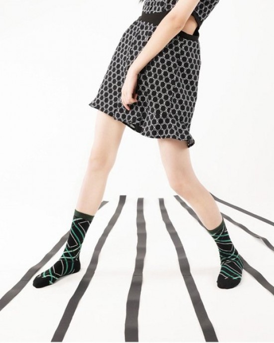 Men Women Personality Cotton Crew Socks Harajuku Irregular Geometric Woven for Cross