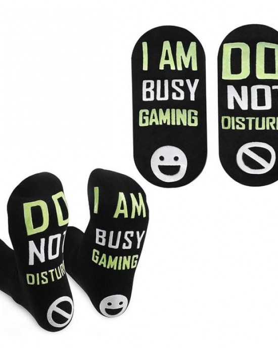 Unisex Cotton Socks with Grips Not Disturb Busy Gaming Rubber Letters Socks Gift