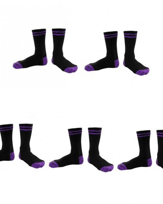 Men Harajuku Double Striped Crew Socks Ribbed Knit Combed Cotton Sport Hosiery