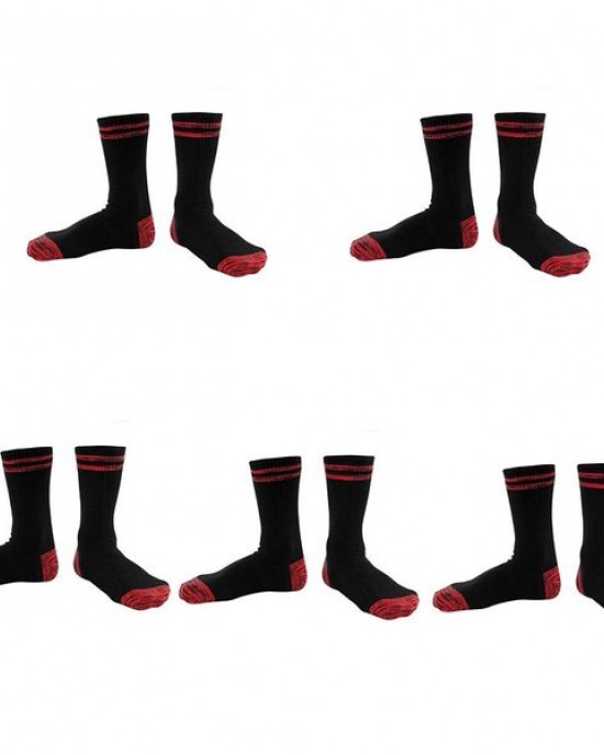 Men Harajuku Double Striped Crew Socks Ribbed Knit Combed Cotton Sport Hosiery