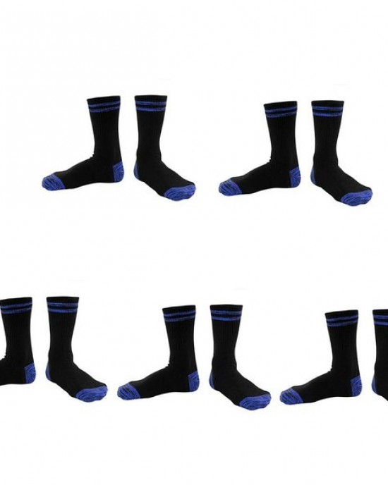 Men Harajuku Double Striped Crew Socks Ribbed Knit Combed Cotton Sport Hosiery