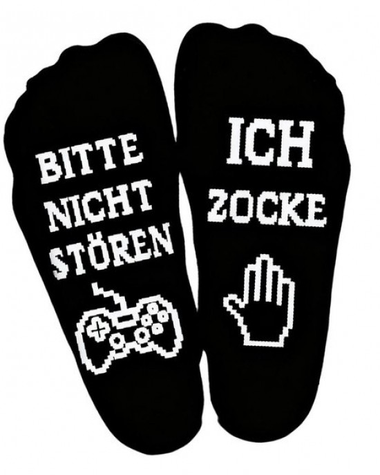 Cotton Socks For Active Boys Adults Gaming Message Crew Socks with Nonslip Sols